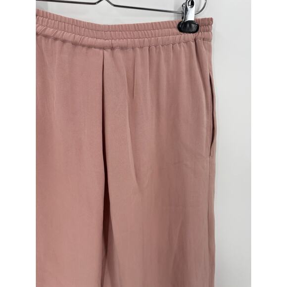 ZZ Vintage Pants Womens Small Blush Pink 100% Silk Wide Leg Stretch Pockets Crop - Picture 7 of 16